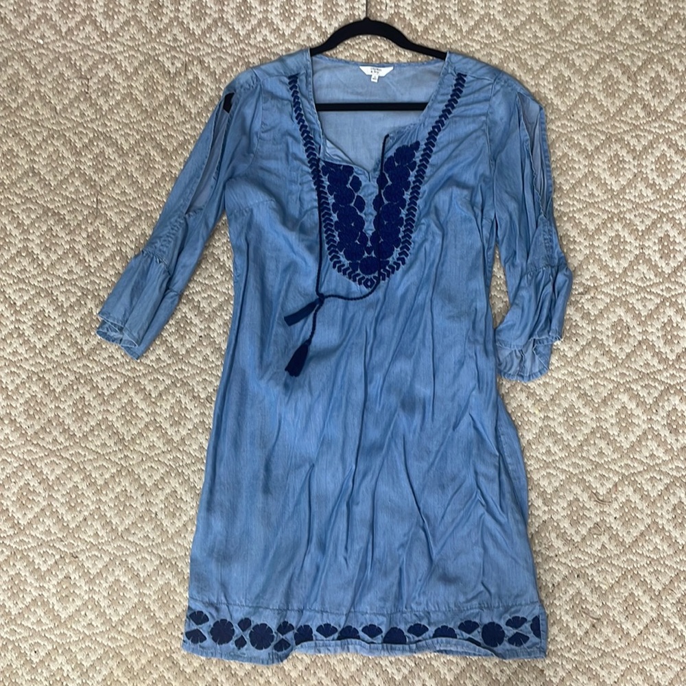 Crown and Ivy denim embroidered dress